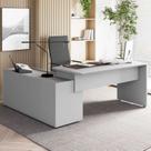 Mesa Diretor X com Armário Caixa de Tomadas e 3 Gavetas 200cm Tampo Cavado para Escritório Corporate Cinza Mesa Diretor X com Armário Caixa de Tomadas e 3 Gavetas 200cm Tampo Cavado para Escritório Corporate Cinza