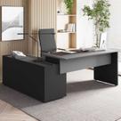 Mesa Diretor X com Armário Caixa de Tomadas e 3 Gavetas 200cm Tampo Cavado para Escritório Corporate Cinza Sagrado Com Preto Mesa Diretor X com Armário Caixa de Tomadas e 3 Gavetas 200cm Tampo Cavado para Escritório Corporate Cinza Sagrado Com Preto