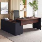 Mesa Diretor X com Armário Caixa de Tomadas e 3 Gavetas 200cm Tampo Cavado para Escritório Corporate Louro Preto Mesa Diretor X com Armário Caixa de Tomadas e 3 Gavetas 200cm Tampo Cavado para Escritório Corporate Louro Preto