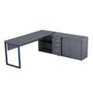 Mesa Diretora Pé Balcão Com 03 Gavetas Tubolar PE40 Pandin 1,89 M Grafito e Azul Del Rey