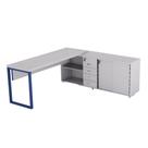 Mesa Diretora Pé Balcão Com 04 Gavetas Tubolar PE40 Pandin 1,89 M Cinza e Azul Del Rey