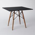 Mesa Dkr Eiffel Quadrado Tampo de Madeira 90cm Preto