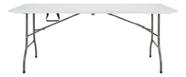 Mesa Dobravel 180x74 Cm Plastico Branca Compacta Tipo Maleta