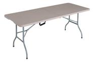 Mesa Dobravel 180x74 Cm Plastico Taupe Compacta Tipo Maleta