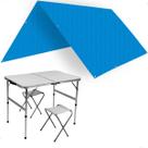Mesa Dobrável 2 Banquetas C/ Maleta Alumínio Lona 5x3m Toldo