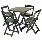 Mesa Dobrável 70x70 Com 4 Cadeiras De Madeira Dobrável Retrátil Preto