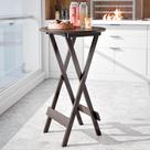Mesa Dobrável Bistrô Redonda Alta para Varanda e Sacada Mesa de Apoio Portátil com Estrutura Reforçada Design Compacto para Área Gourmet Cozinha e Bar