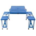 Mesa Dobrável Camping Maleta c/ 4 Banquetas Azul Pesca Praia