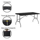 Mesa Dobrável de Plástico Preta 180 X 74 CM Cor Preta