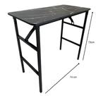 Mesa Dobravel Escritorio Tampo Tipo Marmore Preto 80*40*75cm RE275 Snel Home