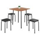 Mesa Dobrável Luana com 4 Banquetas Imop Cor Cinamomo Martelado Prata