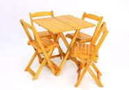 Mesa Dobrável madeira maciça 70x70 C/ 4 Cadeiras Pratico Área Lazer E Bar