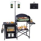 Mesa dobrável Nice C Camping Kitchen Station com suporte de luz