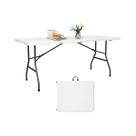 Mesa Dobrável Portátil 180x70cm Vira Maleta HDPE Aço Reforçado Camping Festa