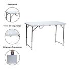 Mesa Dobrável Portátil De Plástico Que Vira Maleta Para Camping 120X60cm Branco