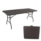 Mesa Dobrável Portátil Que Vira Maleta de Plástico Textura de Madeira 180 X 74 CM