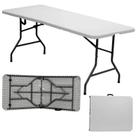 Mesa Dobrável Portátil Vira Maleta 180x70cm Aço Reforçado para Festas e Churrascos