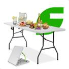 Mesa Dobravel Portatil Vira Maleta Camping 180cm Plastico Duravel 180x70 Com Alça Durey