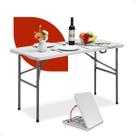 Mesa Dobravel Portatil Vira Maleta Camping Praia Plastico 122cm 122x60cm