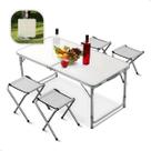 Mesa Dobravel Portatil Vira Maleta De Camping Praia Piquenique 120x60 com 4 Banquinhos
