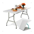 Mesa Dobrável Portátil Vira Maleta Plástica 1,80m Branca Camping