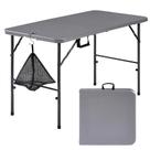 Mesa Dobrável VECELO 1,2 Metros com Bolsa de Tela, Portátil para Uso Interno e Externo, Resistente, com Alça, Dobragem ao Meio para Piquenique, Festa, Acampamento, Cinza Claro