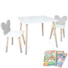 Mesa e 2 Cadeiras Infantil Borboletinha Kit Livro Educativo