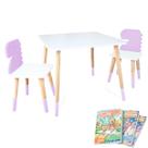 Mesa e 2 Cadeiras Infantil Dinossauro Kit Livro Educativo