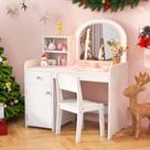 Mesa e cadeira de maquiagem Kids Vanity INFANS Princess com luzes
