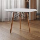 Mesa Eames Eiffel Infantil Tampo Redondo Gabi Mdp 60cm Branco 3 Pés em Madeira