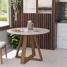 Mesa Eames Eiffel Jantar Livia Tampo Redondo 90cm Pés Madeira Maciça - Off White