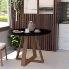 Mesa Eames Eiffel Jantar Livia Tampo Redondo 90cm Pés Madeira Maciça - Preta