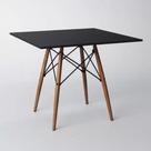 Mesa Eames Eiffel Quadrado Tampo De Madeira 90cm Preto