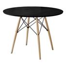 mesa eames eiffel tampo de madeira 90 cm preto