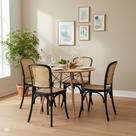 Mesa Eames Madeira 90cm + 4 Cadeiras Amis Rattan - Seat&Co