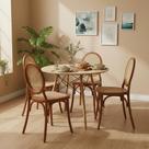 Mesa Eames Madeira 90cm + 4 Cadeiras Medalhão Rattan Seat&Co Mesa Eames Madeira 90cm + 4 Cadeiras Medalhão Rattan Seat&Co