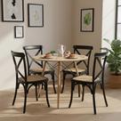 Mesa Eames Madeira 90cm + 4 Cadeiras Paris Rattan - Seat&Co