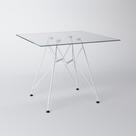 Mesa Eiffel Quadrada 90cm Tampo de Vidro com Base de Ferro Branco