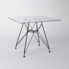Mesa Eiffel Quadrada 90cm Tampo de Vidro com Base de Ferro Preto