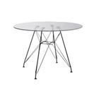 Mesa Eiffel Redonda 110cm Tampo De Vidro Com Base De Ferro Preto