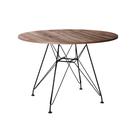 Mesa Eiffel Redonda 90cm Tampo de Madeira Amendôa com Base de Ferro Preto