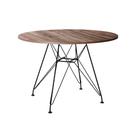 Mesa Eiffel Redonda 90Cm Tampo De Madeira Amendôa Com Base De Ferro Preto - Cor: Marrom