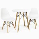 Mesa Eiffel Redonda Branca 70 Cm MDF +2 Cadeira Eames Eiffel