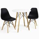 Mesa Eiffel Redonda Branca 70 Cm MDF +2 Cadeira Eames Eiffel