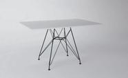 Mesa Eiffel Retangular 120x75 Tampo De Madeira Branco Com Base De Ferro Preto
