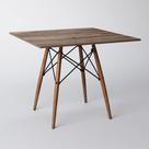 Mesa Eiffel Wood Tampo Quadrado de Madeira 90cm Amêndoa