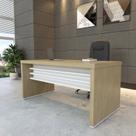 Mesa Elegante para Escritório Executivo Tamburato 158,5cm Carvalho E Branco