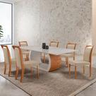 Mesa Ellis 180cm Tampo Laqueado Com Vidro com 6 Cadeiras Munique