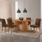 Mesa Eloise 180cm Mdf Laminado 6 Cadeiras Mels=issa Veludo Marrom/naturalle Laminado