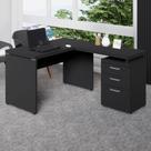 Mesa em L 1,20m com Gaveteiro 3 Gavetas Pés Painel F5 Office